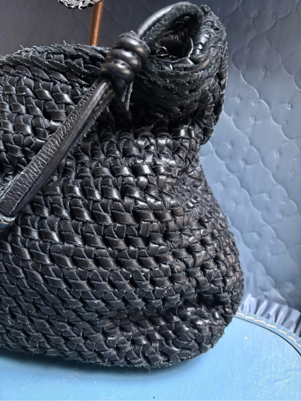 Woven Leather Hobo Bag with weaved handles